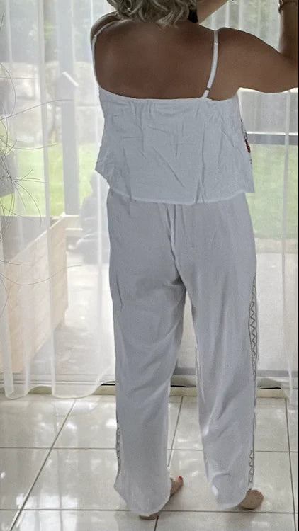 Embroidered jumpsuit - White